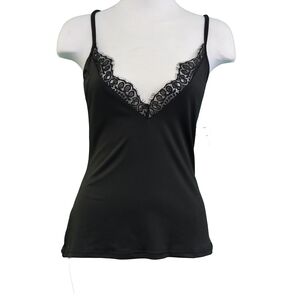 Elegant Black Lace Trim Camisole